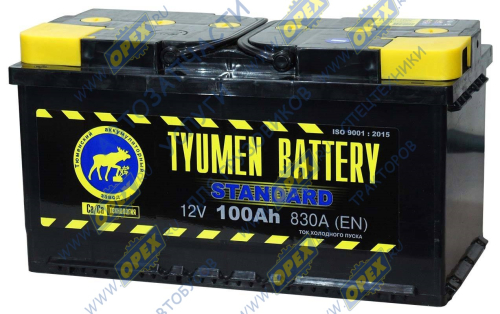 6СТ-100-ПП Аккумулятор (АКБ) прямая полярность 100 а/ч 353x175x190; 830А STANDART Tyumen Battery